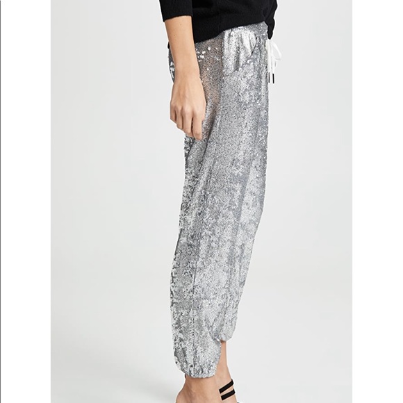 NWT David Lerner silver sequin lounge jogger size XS - Picture 7 of 12
